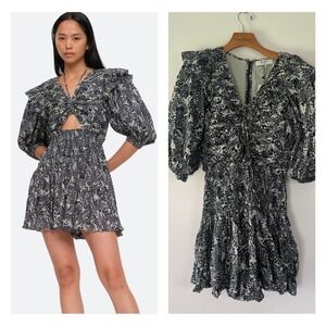 NWT Sea New York Priya Print Puff Sleeve Romper Navy Floral Size 10 Organic